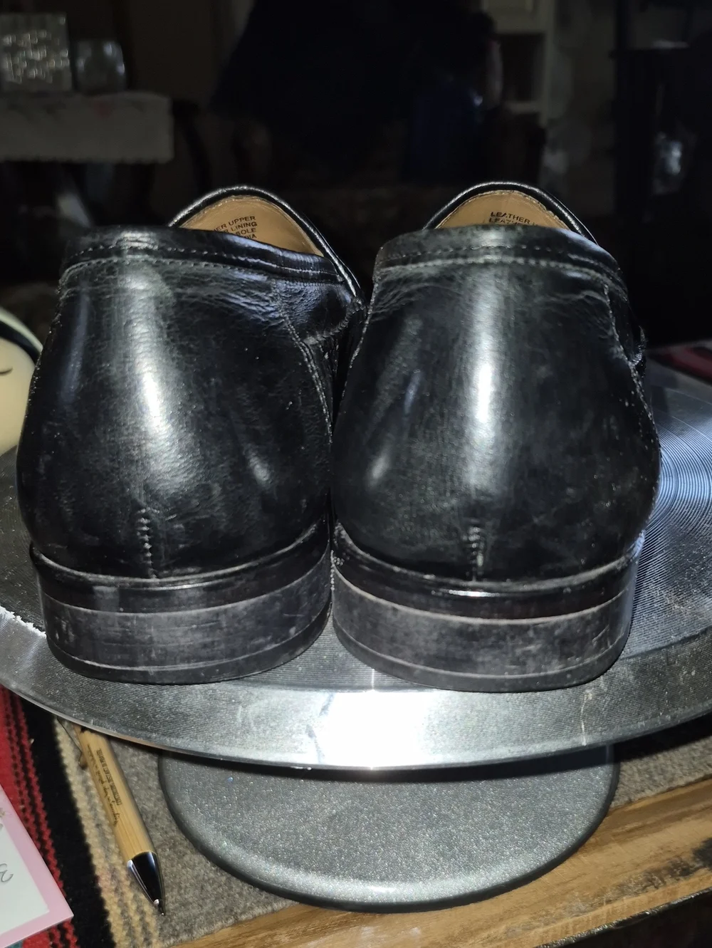 Brass Boot Loafers Mens Sz 8.5 M.(#3054D) Black Woven Leather  Almond Toe.